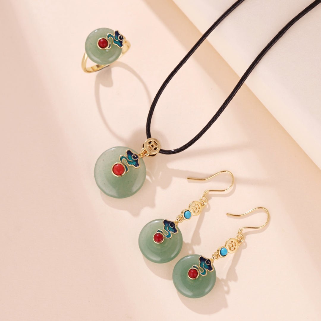 Boucles d'Oreilles Aventurine Nuage Céleste – Plaqué Or - Biloria