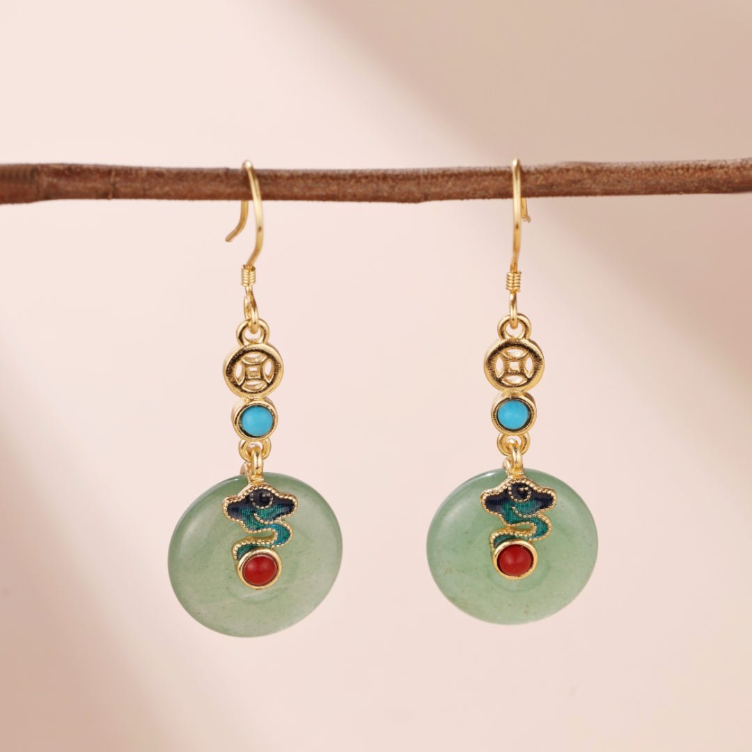 Boucles d'Oreilles Aventurine Nuage Céleste – Plaqué Or - Biloria