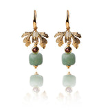Boucles d'Oreilles Aventurine Verte Cœur Vert Plaqué Or - Biloria