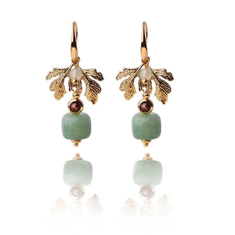 Boucles d'Oreilles Aventurine Verte Cœur Vert Plaqué Or - Biloria