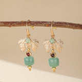 Boucles d'Oreilles Aventurine Verte Cœur Vert Plaqué Or - Biloria