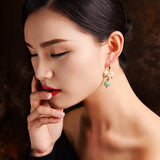 Boucles d'Oreilles Aventurine Verte Cœur Vert Plaqué Or - Biloria