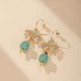 Boucles d'Oreilles Aventurine Verte Cœur Vert Plaqué Or - Biloria