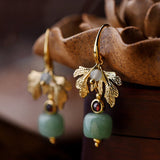 Boucles d'Oreilles Aventurine Verte Cœur Vert Plaqué Or - Biloria