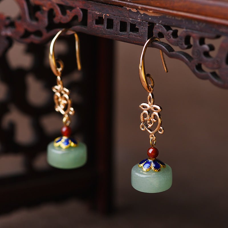 Boucles d'Oreilles Aventurine Verte Confiance Laiton Plaqué Or - Biloria
