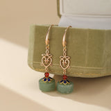 Boucles d'Oreilles Aventurine Verte Confiance Laiton Plaqué Or - Biloria
