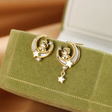 Boucles d'oreilles Cheval Lune Étoile - Argent Plaqué Or - Biloria