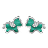 Boucles d'Oreilles Cheval Malachite Argent – Liberté et Transformation - Biloria