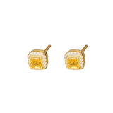 Boucles d'Oreilles Citrine Argent Carré Éclat Solaire - Biloria