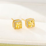 Boucles d'Oreilles Citrine Argent Carré Éclat Solaire - Biloria