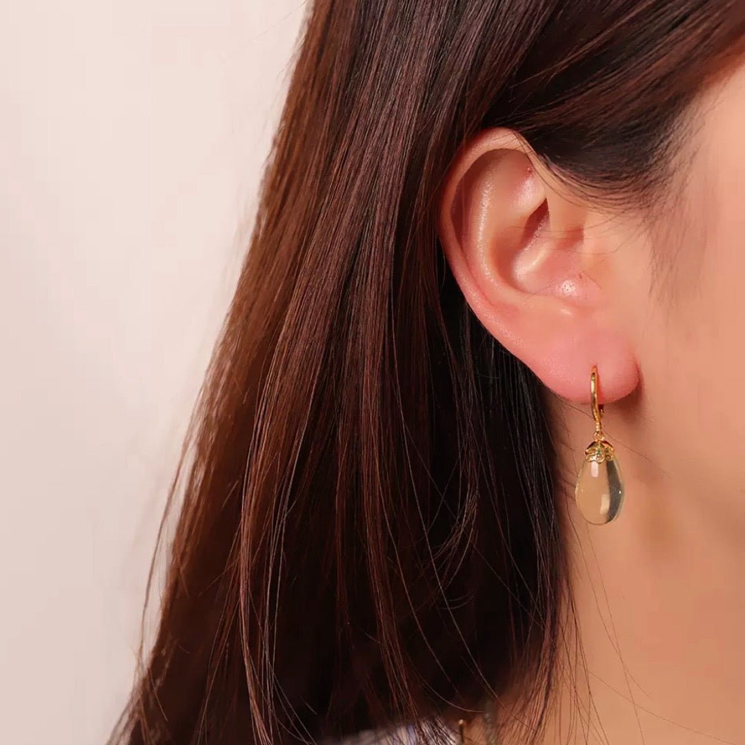 Boucles d'oreilles Citrine Goutte de Soleil Argent Plaqué Or - Biloria