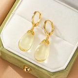 Boucles d'oreilles Citrine Goutte de Soleil Argent Plaqué Or - Biloria