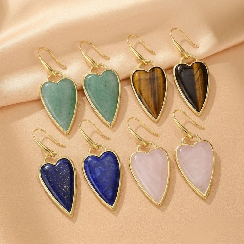 Boucles d'Oreilles Cœur en Pierres Naturelles – Pour un Nouveau Départ - Biloria