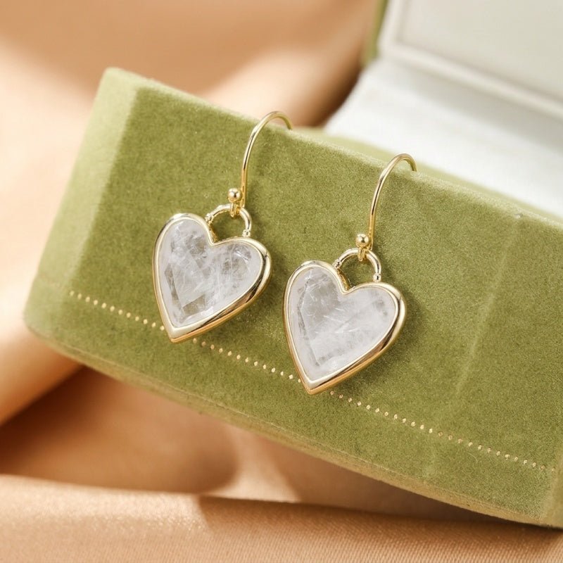 Boucles d'Oreilles Cœur Labradorite – Bijou Protecteur et Mystique - Biloria