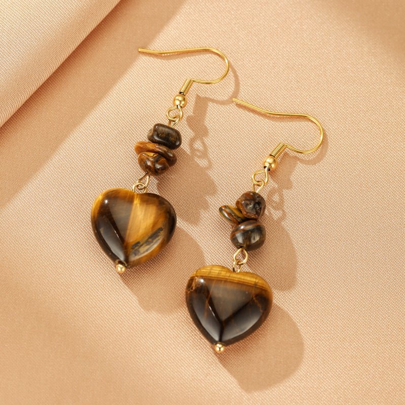 Boucles d'Oreilles Cœur Pierres Naturelles – Idée Cadeau Spirituel - Biloria