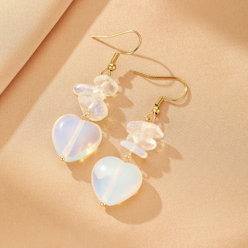 Boucles d'Oreilles Cœur Pierres Naturelles – Idée Cadeau Spirituel - Biloria