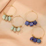 Boucles d'Oreilles Créoles Amazonite ou Lapis Lazuli - Biloria