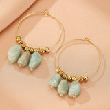 Boucles d'Oreilles Créoles Amazonite ou Lapis Lazuli - Biloria