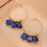 Boucles d'Oreilles Créoles Amazonite ou Lapis Lazuli - Biloria