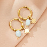 Boucles d'Oreilles Créoles avec Étoile - Amazonite ou Lapis Lazuli - Biloria