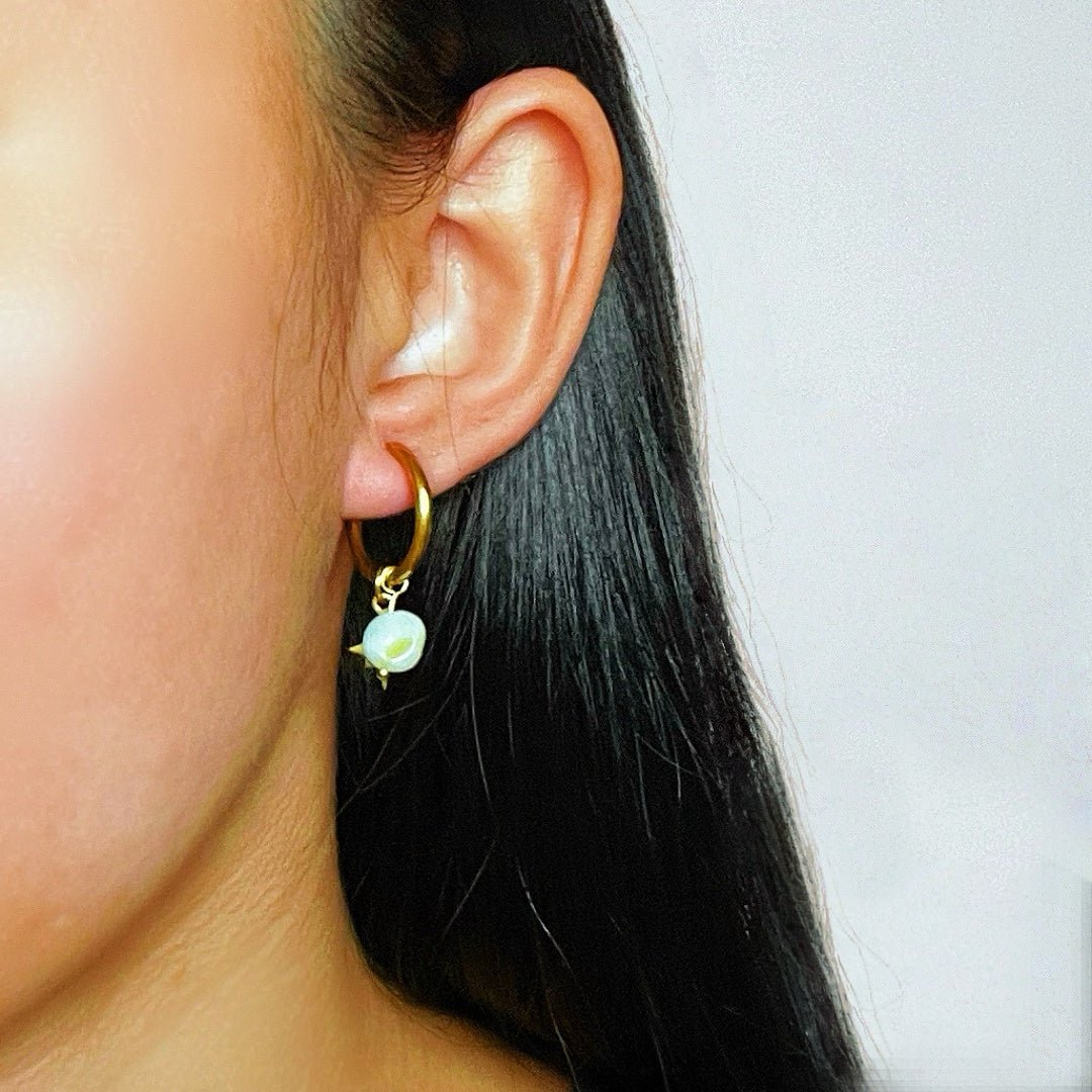 Boucles d'Oreilles Créoles avec Étoile - Amazonite ou Lapis Lazuli - Biloria