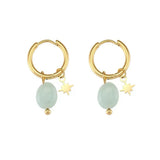 Boucles d'Oreilles Créoles avec Étoile - Amazonite ou Lapis Lazuli - Biloria