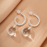 Boucles d'Oreilles Cristal de Roche Goutte Spirale Argent 925 - Biloria