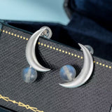 Boucles d'Oreilles Croissant Lunaire Labradorite Argent 925 - Biloria