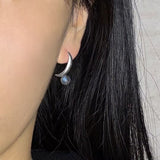 Boucles d'Oreilles Croissant Lunaire Labradorite Argent 925 - Biloria