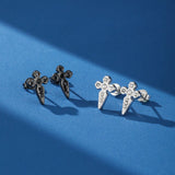 Boucles d'Oreilles Croix Gothique Homme Strass Acier 316L - Biloria