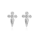 Boucles d'Oreilles Croix Gothique Homme Strass Acier 316L - Biloria