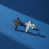 Boucles d'Oreilles Croix Gothique Homme Strass Acier 316L - Biloria