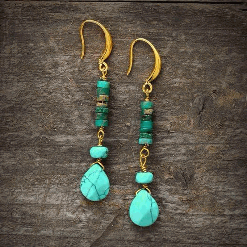 Boucles d'Oreilles Cylindre Turquoise – Bijou Spirituel - Biloria