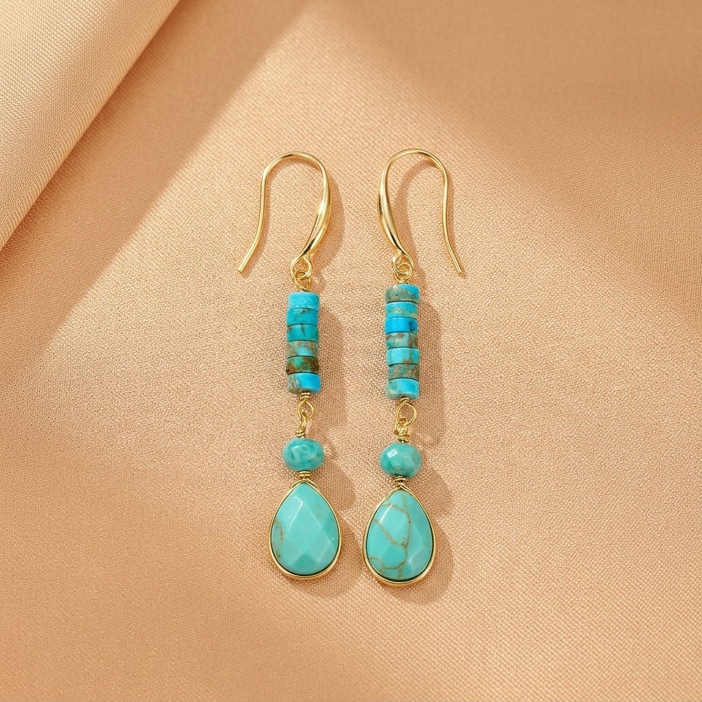 Boucles d'Oreilles Cylindre Turquoise – Bijou Spirituel - Biloria