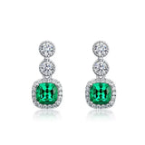 Boucles d'Oreilles Émeraude Argent Plaqué Platine Reflets Précieux - Biloria