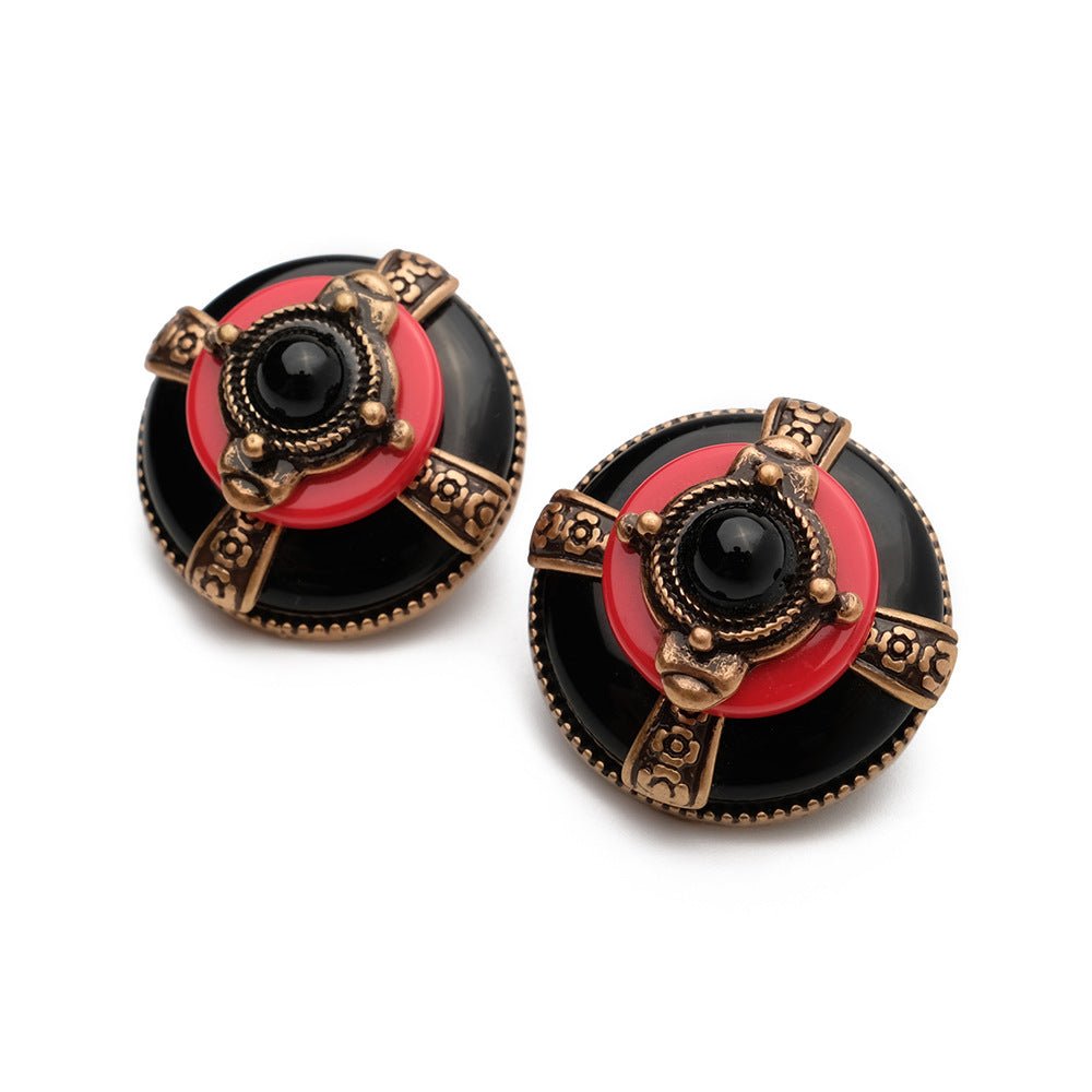 Boucles d'Oreilles en Agate Rouge et Noir - Biloria