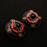 Boucles d'Oreilles en Agate Rouge et Noir - Biloria