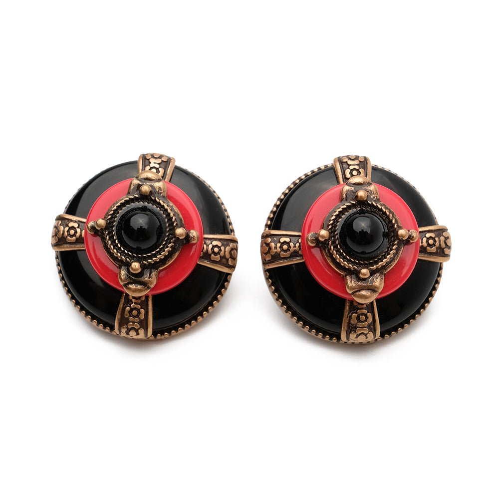 Boucles d'Oreilles en Agate Rouge et Noir - Biloria