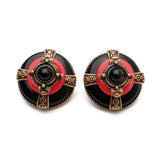 Boucles d'Oreilles en Agate Rouge et Noir - Biloria