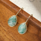 Boucles d'Oreilles en Amazonite Goutte – Laiton Doré - Biloria