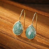 Boucles d'Oreilles en Amazonite Goutte – Laiton Doré - Biloria