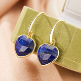 Boucles d'Oreilles en Cœur Amazonite ou Lapis Lazuli - Biloria