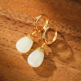 Boucles d'Oreilles en Jade et Agate – Argent Plaqué Or - Biloria