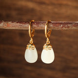 Boucles d'Oreilles en Jade et Agate – Argent Plaqué Or - Biloria