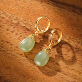 Boucles d'Oreilles en Jade et Agate – Argent Plaqué Or - Biloria