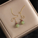 Boucles d'Oreilles en Jade et Agate Rouge Fruit - Argent Plaqué Or - Biloria
