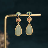 Boucles d'Oreilles en Jade Naturel – Goutte Harmonie - Biloria