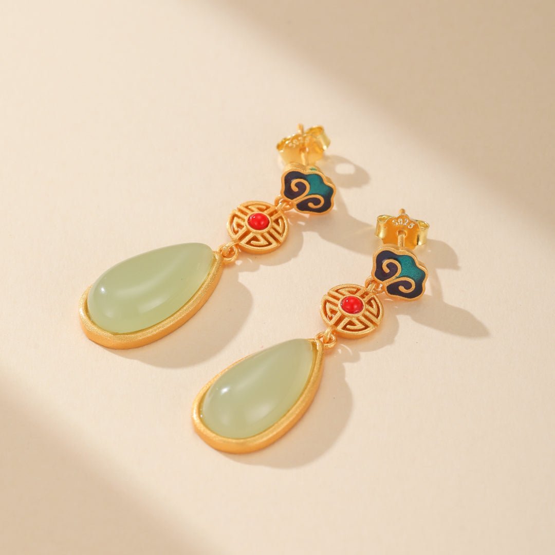 Boucles d'Oreilles en Jade Naturel – Goutte Harmonie - Biloria