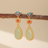 Boucles d'Oreilles en Jade Naturel – Goutte Harmonie - Biloria