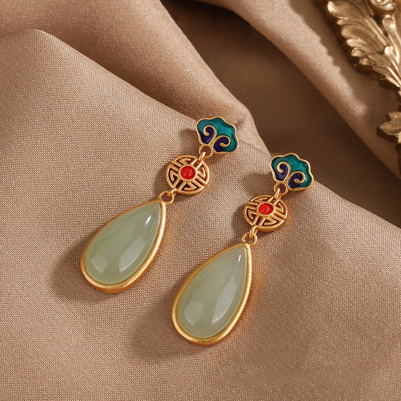 Boucles d'Oreilles en Jade Naturel – Goutte Harmonie - Biloria